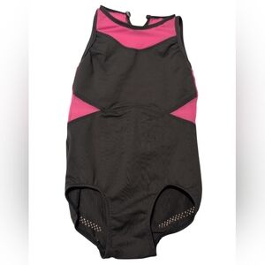 Gray and Pink Bodysuit Leotard